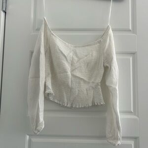 Ambiance White Ruched Crop Blouse
